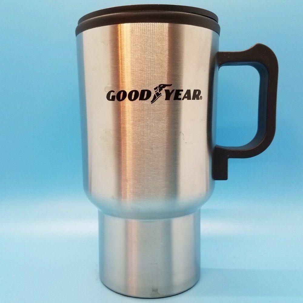 12v Stainless Steel Goodyear Warming Travel Mug with Car Charger
